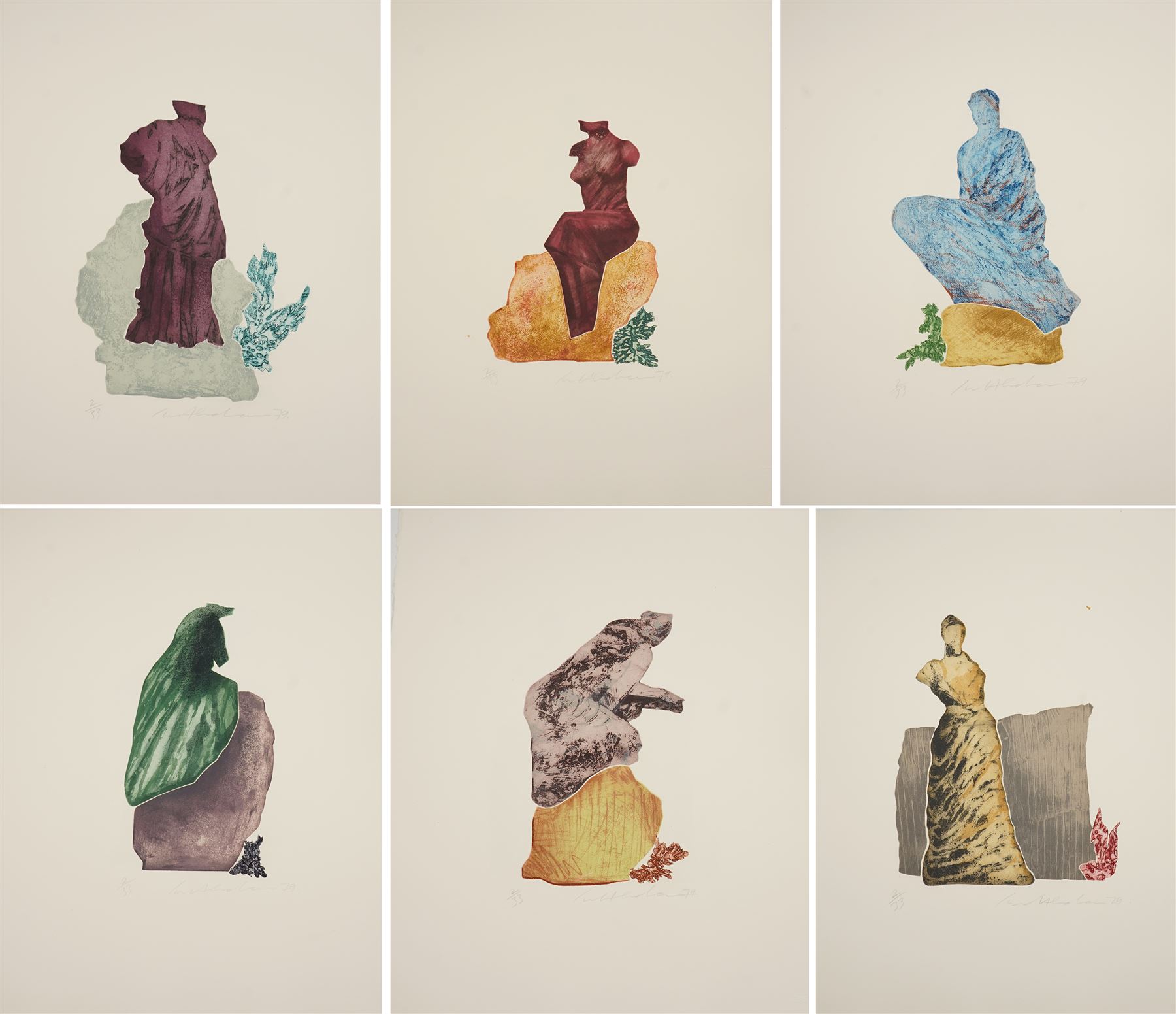 Ivor Abrahams (British 1935-2015): 'Femmes du Midi I-VI', complete set of six etchings signed dated '79 and numbered 2/33 in pencil 70cm x 56cm (6) (unframed)