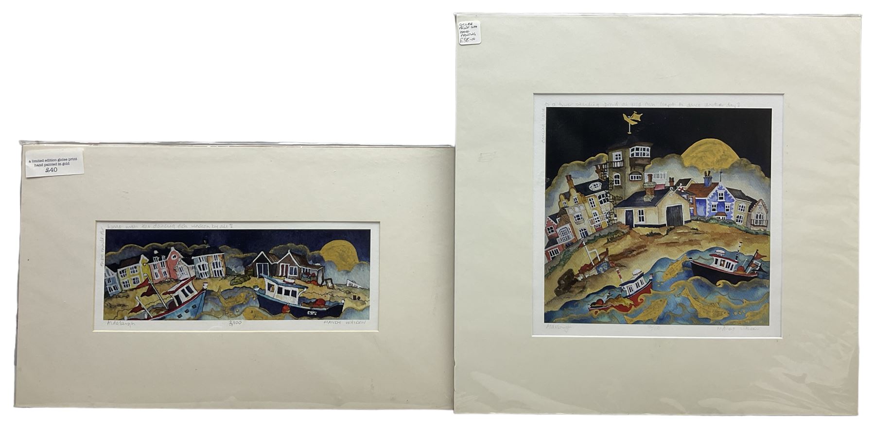 Mandy Walden (British Contemporary): 'Aldeburgh', two limited edition giglee prints signed titled and numbered 3/100 in pencil max 25cm x 25cm (2) (unframed)