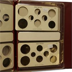 Mostly Great British coins, including various pre 1920 silver three pence pieces, pre 1947 silver sixpences and one shillings, pre-decimal coinage, commemorative crowns, unofficial year sets and part sets etc, housed in eight folders