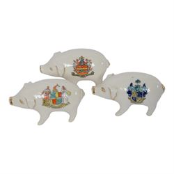Large collection of Crested Ware pigs, including examples from Southport, Layton, Tottenham Whitby etc 