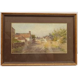 Arthur Netherwood (British 1864-1930): Village Street, watercolour signed and dated 1899, 19cm x 36cm