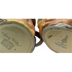 Character and toby jugs, including a staffordshire pottery style toby jug, Olfaire toby jug, Beswick character jug depicting Scrooge, Royal Doulton Veteral Motorist etc, together with Royal Doulton Sweet Dreams figure. 