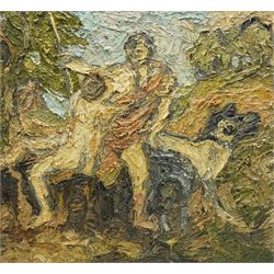 Barry De More (Yorkshire 1948-2023) after Titian (Italian ?-1576): 'Venus and Adonis', oil...