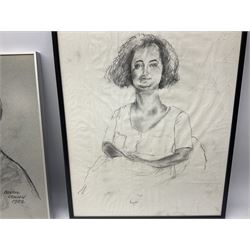 Benjamin Baron (British 20th century): Portrait of a Boy and Woman, two charcoals signed and dated 1982 and 1992, respectively together with Abby (British contemporary): Portrait of a Seated Lady, charcoal signed and dated '07 max 62cm x 44cm (3)