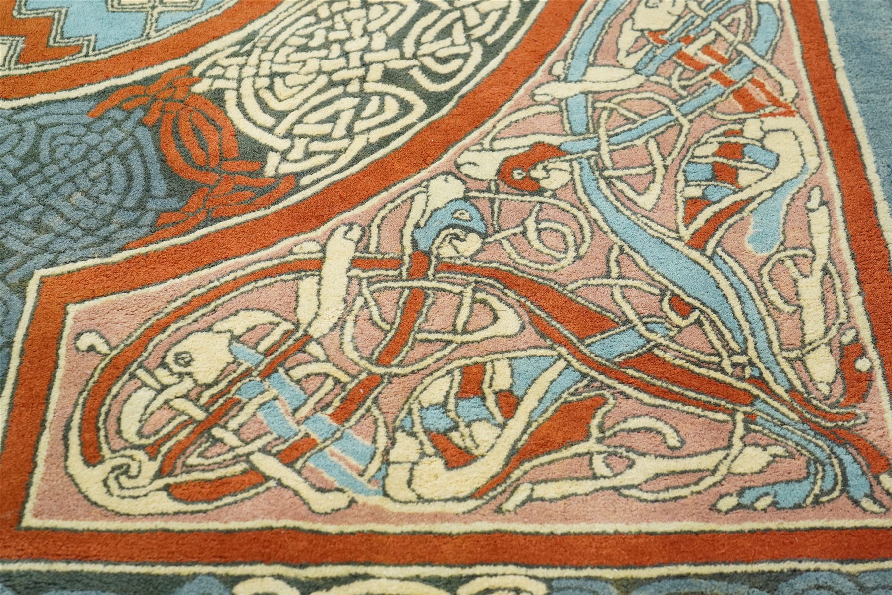 Loophouse - bespoke Lindisfarne Gospels design rug for the British Library, inspired by the St Mark gospel, limited edition of 20