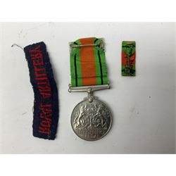 Royal Artillery 9ct gold and enamel sweetheart brooch in original box; together with Royal Artillery shoulder title, brass badges and buttons; and WW2 Defence Medal in issue box to 232775 addressed to Mrs. J.M. Morgan