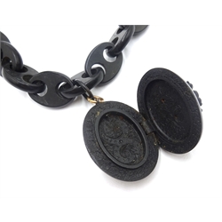  Victorian vulcanite locket necklace  