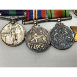 Group of five WW2 medals comprising 1939-1945 War Medal, Defence medal, 1939-1945 Star, Africa Star with 1st Army clasp and Italy Star, on medal bar with George VI General Service Medal with Malaya clasp and US Silver Star (with original issue case containing button-hole badge) awarded to Major J. Brock R.W.K. complete with set of miniatures and various ribbons; together with two 1930s Life Saving Medals, two RWK association 'jewels' of office, RWK regimental car mascot with additional inner crest etc