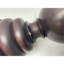 19th century large treen turned hardwood goblet, upon double knopped stem and circular foot, H23.5cm 