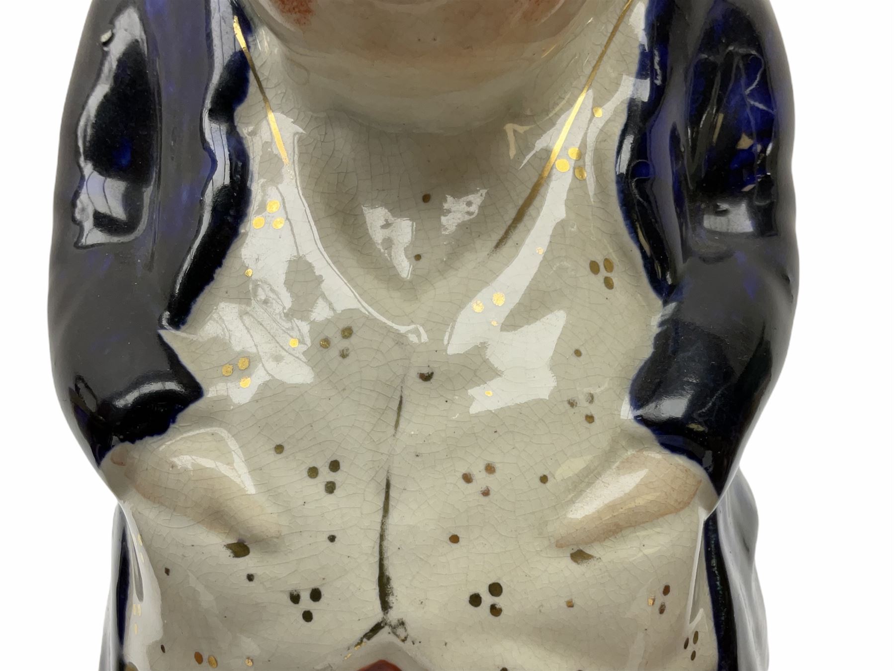 Character and toby jugs, including a staffordshire pottery style toby jug, Olfaire toby jug, Beswick character jug depicting Scrooge, Royal Doulton Veteral Motorist etc, together with Royal Doulton Sweet Dreams figure. 