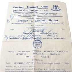 Autograph book and contents of Everton F.C. signatures including signed programme against Sheffield United, September 1957