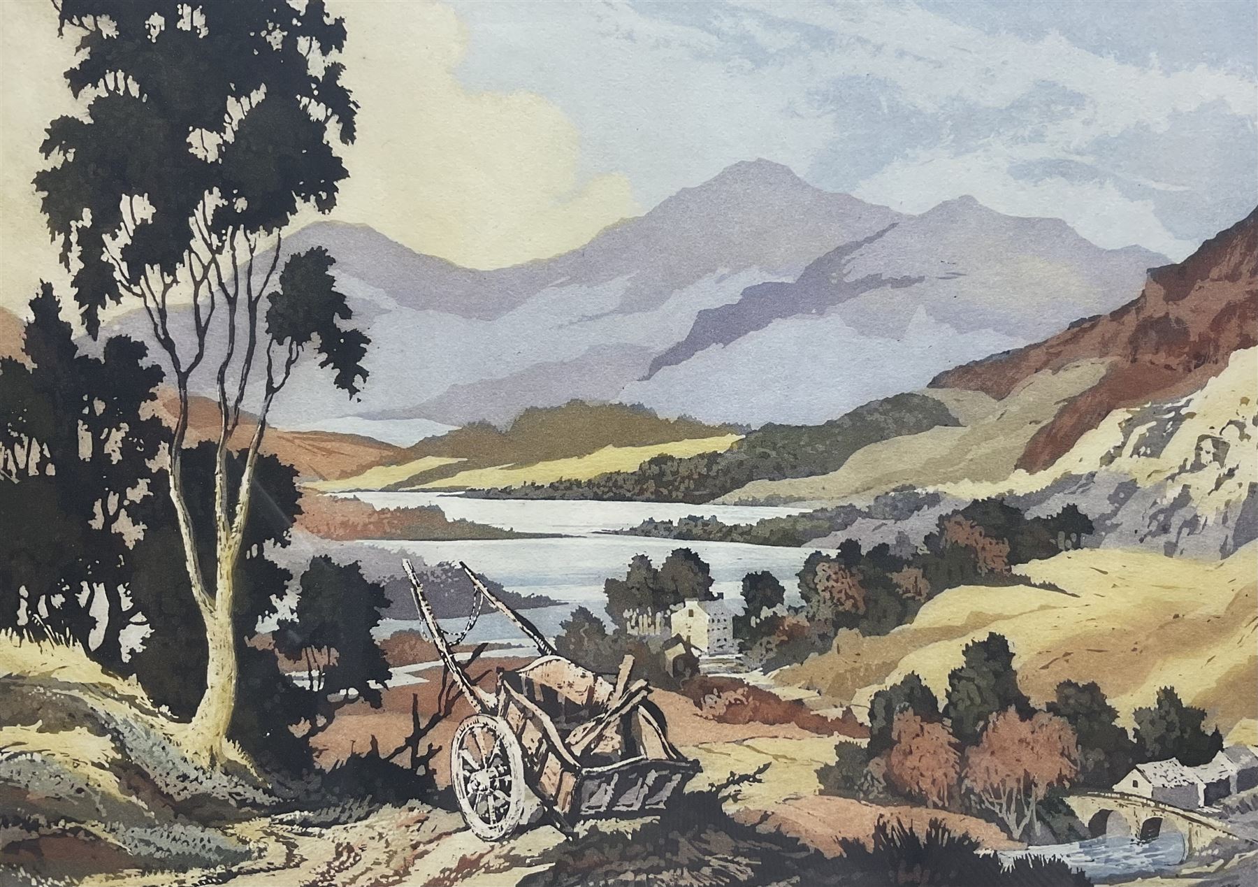 James Priddey (British 1916-1980): 'Snowdon from Capel Curig', colour etching with aquatint signed and titled with Warwick Galleries artists proof blind stamp 30cm x 40cm 