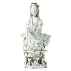 19th century Chinese blanc de chine figure of Guanyin H23cm