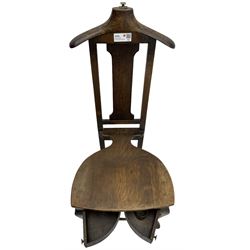 Papworth Industries Cambridge - early 20th century patented oak Gentleman's valet chair, fitted with two drawers to apron