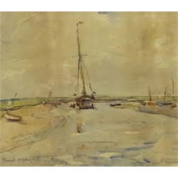  William (Fred) Frederick Mayor (Staithes Group 1866-1916): Boats at Low Tide, watercolour signed 27cm x 31cm  