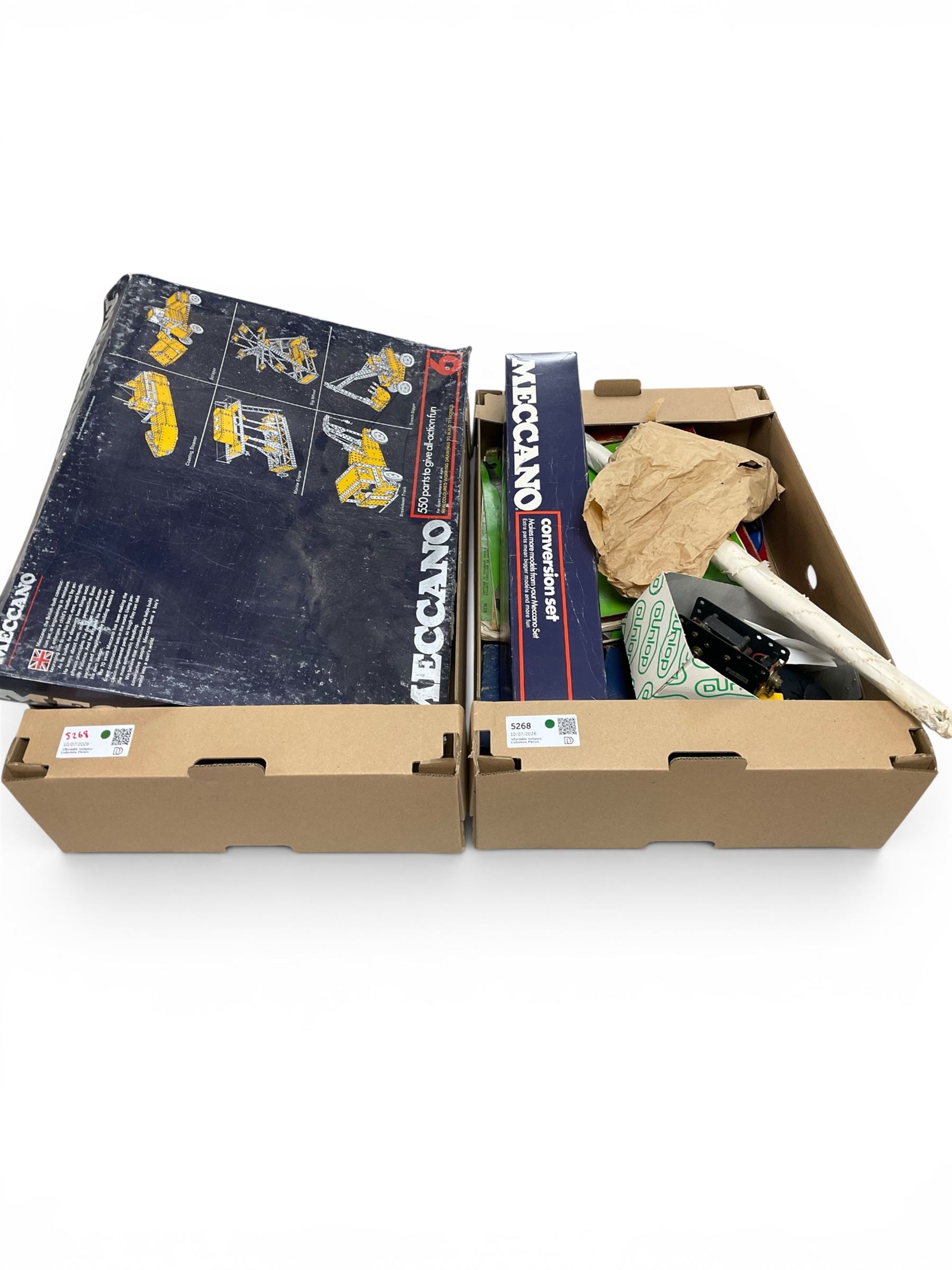 Meccano set no. 6 and Meccano Conversion set no. 8X, together with various Meccano parts and accessories, variously boxed and with instruction manuals