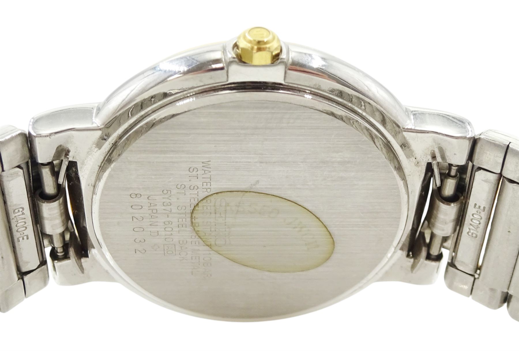 Seiko Levante gentleman's stainless steel and gold-plated quartz wristwatch, Ref. 5Y37-6010, on original strap, with fold-over clasp, boxed with additional link