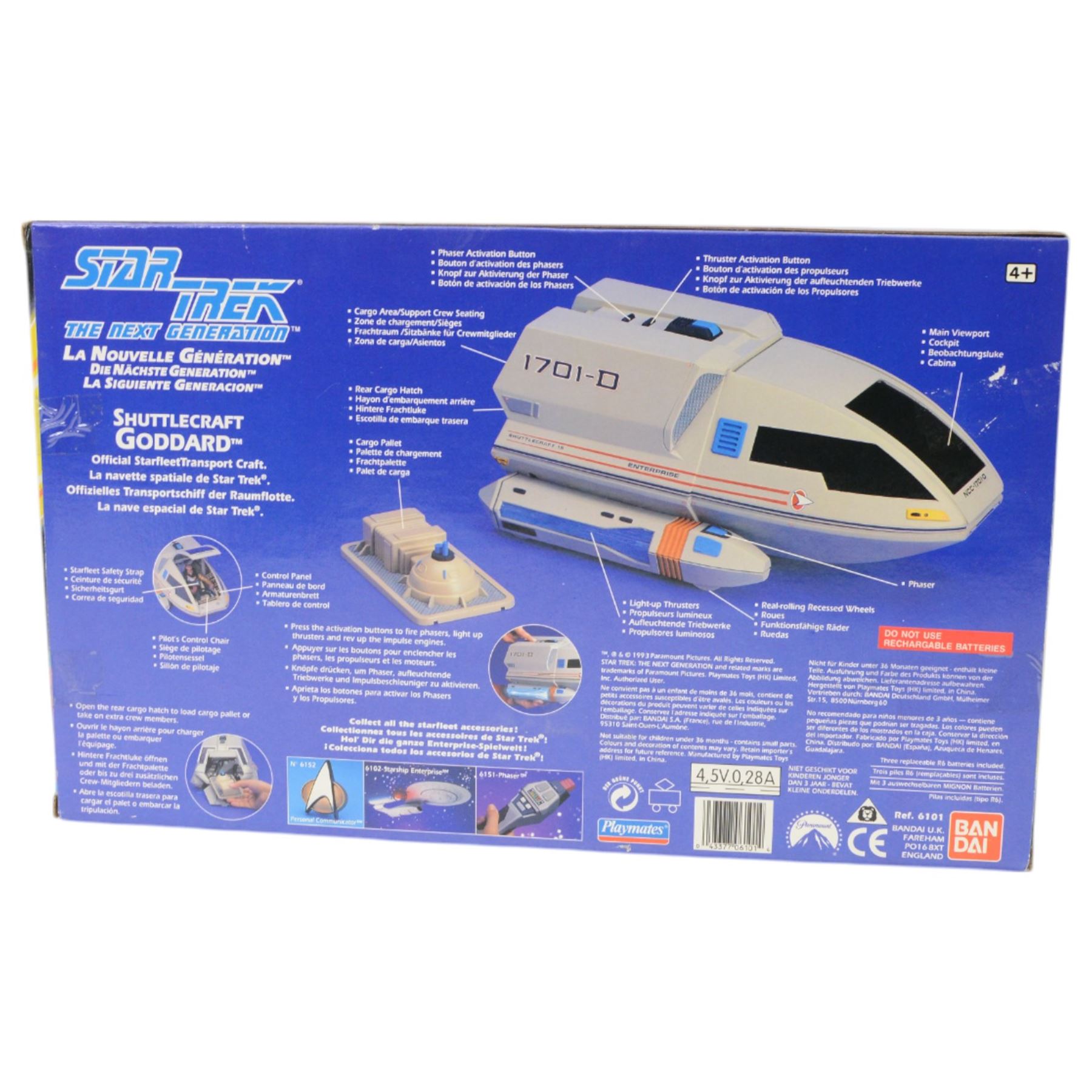 Three Bandai Playmates Star Trek playsets, comprising Transporter collector's edition no. 152714, Starship Enterprise collector's edition no. and Shuttlecraft Goddard collector's edition no. 256772, both boxed