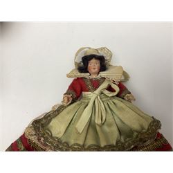 Armand Marseille Koppelsdorf composition head doll with applied hair, sleeping eyes, open mouth with teeth and tongue and composition body with jointed limbs, marked 'AM Koppelsdorf 970 Germany A.7.M' H55cm; Armand Marseille bisque head doll with applied hair, open mouth with teeth and composition body with jointed limbs, marked 'Armand Marseille 390n DRGM 246/1 A3/0M'; Fleur de Genet costume doll; and quantity of 1930s doll's house furniture
