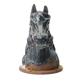  19th century cast iron and black painted horses head H27cm