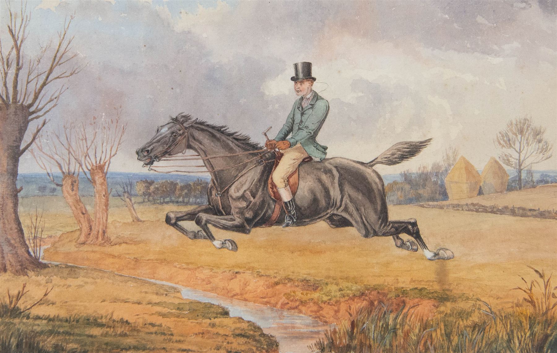 English School (Late 19th Century): Gentlemen and their Horses, set of three watercolours signed with monogram JHD?, 15cm x 24cm (3)