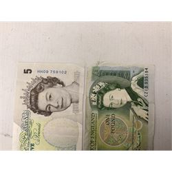 Coins and banknotes, including Lowther mis-printed five pound note 'HH09', Somerset one pound note 'CZ13', United States of America 1971 and 1976 one dollar coins, Great British commemorative crowns, Queen Elizabeth II 1997 two pound coin, 2008 five pound coin, King George V 1920 and 1931  florins and various other pre-decimal coins