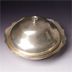 Late Victorian silver muffin dish and cover with fluted rim Sheffield  1899 Maker Mappin & Webb 