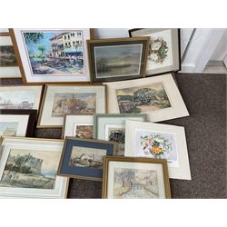 Collection of original watercolours with local interest and an oil to include Richard White, Bobbie Simmons, Marmaduke Miller, D England and Peggy Pountain in one box (approx. 21)