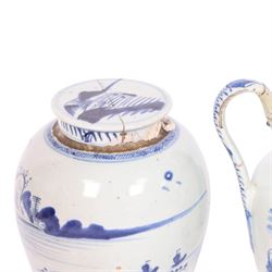19th-century Chinese Export ginger jar,  decorated with landscape with pagodas, together with Chinese export jug, with similar decoration, jug H22cm 