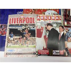 Quantity of mostly football programmes including Wimbledon vs Arsenal Saturday 5th September 1992, Arsenal FC vs Blackburn Rovers Saturday February 26th season 1993/94, Liverpool vs Arsenal Saturday 2nd October 1993, The F.A. Charity Shield Arsenal vs Manchester United 7th August 1993 etc