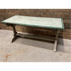 Early 20th century painted wood and enamel Military folding campaign table