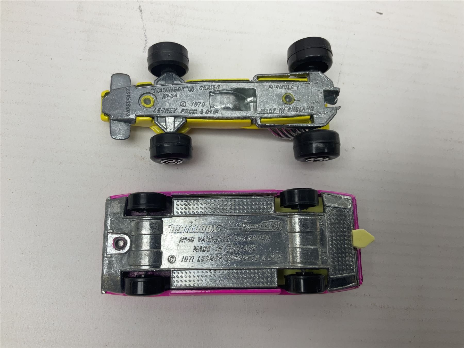 Matchbox 1-75 Series 'Superfast' ex-shop stock - eight models comprising 22d Freeman Intercity Commuter, 23e Volkswagen Camper, 29d Racing Mini, 30d Beach Buggy, 32d Maserati Bora, 34d Formula 1 Racing Car, 36d Hot Rod Draguar and 40d Vauxhall Gildsman 1; all boxed; and an unboxed 31d Volksdragon (9)