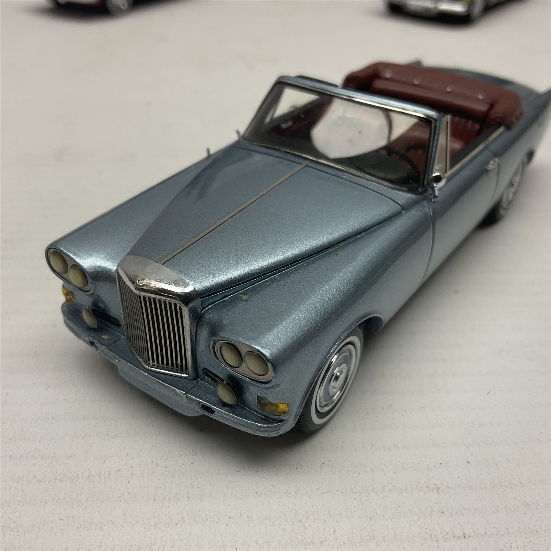 Nine Neo Scale Models 1:43 scale die-cast models including Daimler Majestic major, S&S Landau Hearse, Lagonda 3-litre 1955, Rover P4 Seventy-five, Jaguar 420Rover P5b Coupe etc; some boxed (9)