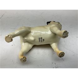 Three Beswick models comprising Hereford Bull no 949, 'CH Cutmil Cupie' Pug, and bay Shire horse, all with printed marks beneath