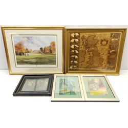 Terry Harrison (British 20th century): 'Government House - The Army Golf Course', limited edition lithograph signed and numbered 10/250 in pencil 31cm x 41cm; T Bartoseek, Still Life of Flowers, pair watercolours signed 20cm x 14cm, together with five further prints (8)