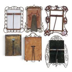 Collection of brass photo frames, including wire work examples, largest H37cm