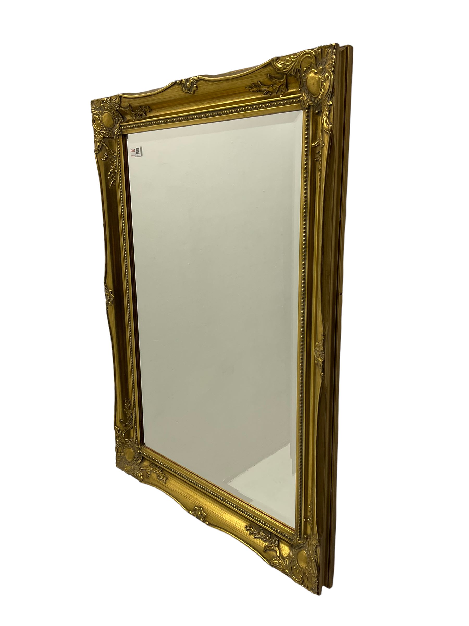 Rectangular gilt framed wall mirror, bevelled plate Collectors