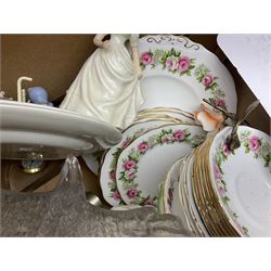 Dolls of the world, together with glass decanters, tea wares and other collectables, in two boxes 