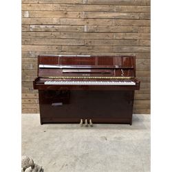 Kawai KX-10 upright piano in rose wood lacquered case, iron framed with over-strung action.