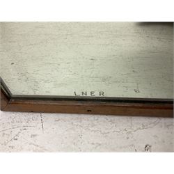  LNER wall mirror in wooden frame, H54.5cm, W38cm