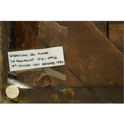 After Sebastiano del Piombo (Italian c.1485-1547): Half Length Portrait of a Lady in a Fur-trimmed Coat - 'La Fornarina', early 19th century oil on canvas unsigned 65cm x 52cm, housed in ornate giltwood and gesso frame with moulded acanthus leaves, overall 100cm x 87cm
Notes: the original, previously attributed to Raphael, is held in the Uffizi Gallery, Florence.