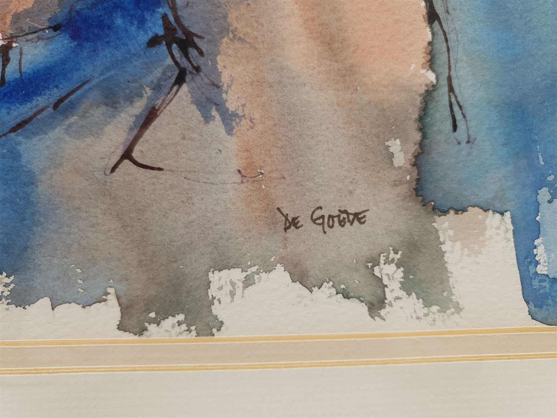 Rosemarie de Goede (South American Contemporary): The Card Players, watercolour and ink signed 28cm x 38cm