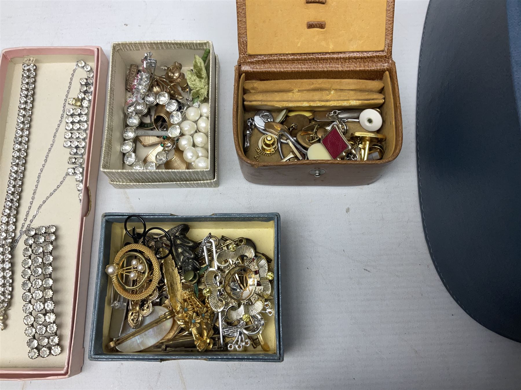 Victorian and later jewellery including silver thimble, rolled gold pendants, earrings and brooches and a collection of wristwatches including Sekonda, The Westminster Collection Historic Timepieces Spitfire pocket watch etc