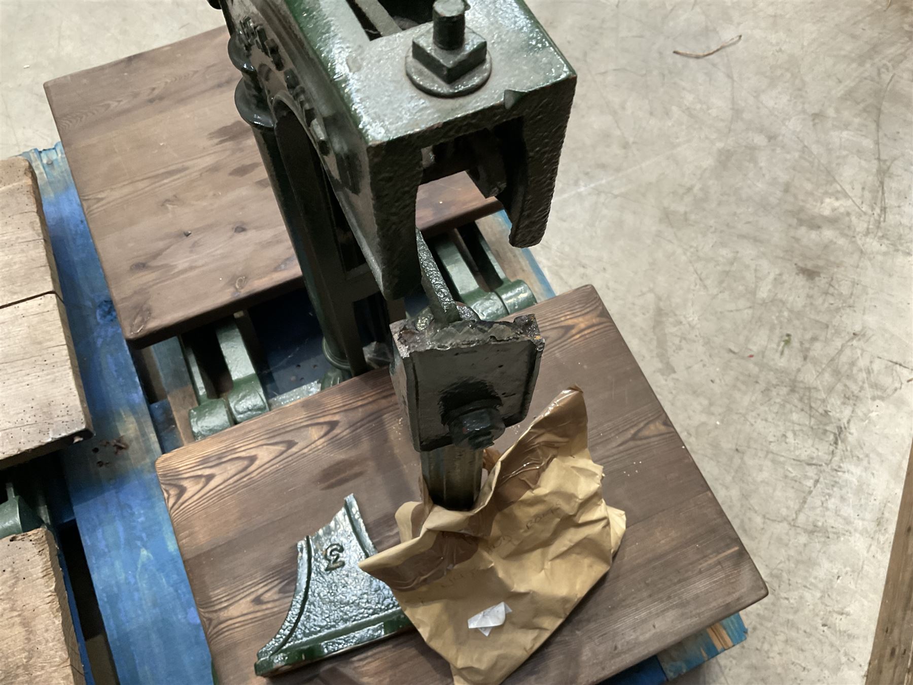 Two pairs of Victorian cast iron potato scales, one damaged with a 5kg weight