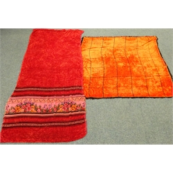 Five pairs of chenille door curtains and three similar chenille curtains in three boxes  