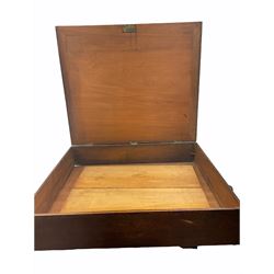 Early 19th century mahogany artists box with twin handles and key H74.5cm, L84cm. 