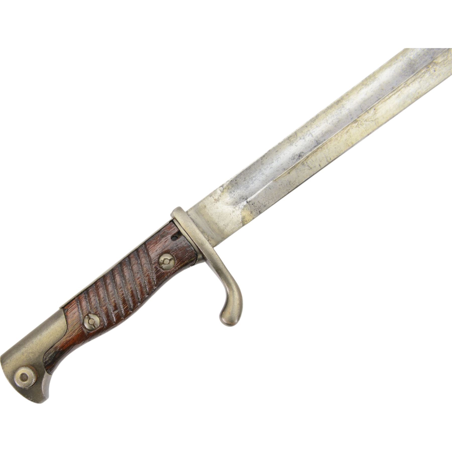 French chassepot bayonet the spine engraved St. Etienne, Mass 1876, with matching scabbard, German Waffenfabrik Bayonet and British Remington 1913 pattern bayonet 