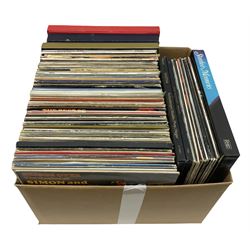 Various vinyl records, to include examples by Mozart, Simon and Garfunkel, Johnny Cash, etc., in one box 