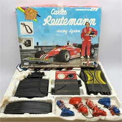 Scalextric - polystyrene box base containing four racing cars with controllers, power pack, lap counter and track; and Polistil Champion 175 Carlos Reutemann Racing System, boxed (2)
