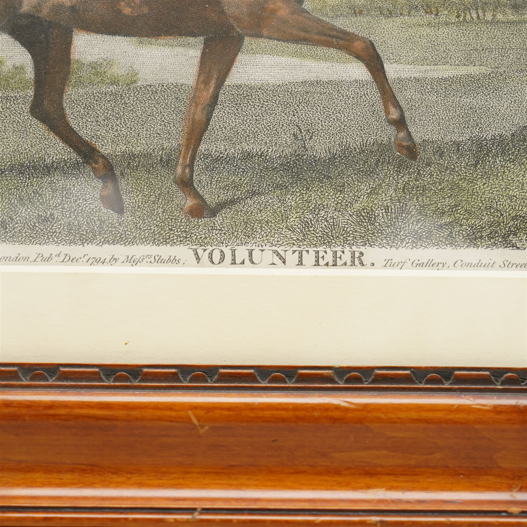 George Townley Stubbs (British 1756-1812) after George Stubbs (British 1724-1806): 'Volunteer', late 18th century stipple engraving with hand-colouring pub. 1794, by Messrs Stubbs Turf Gallery London 20cm x 25cm